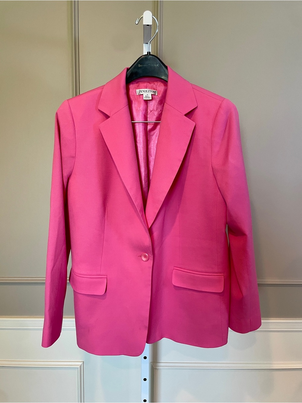 Vintage 90s Pendleton Pink Blazer 100% Virgin Wool 14 Lined Preppy